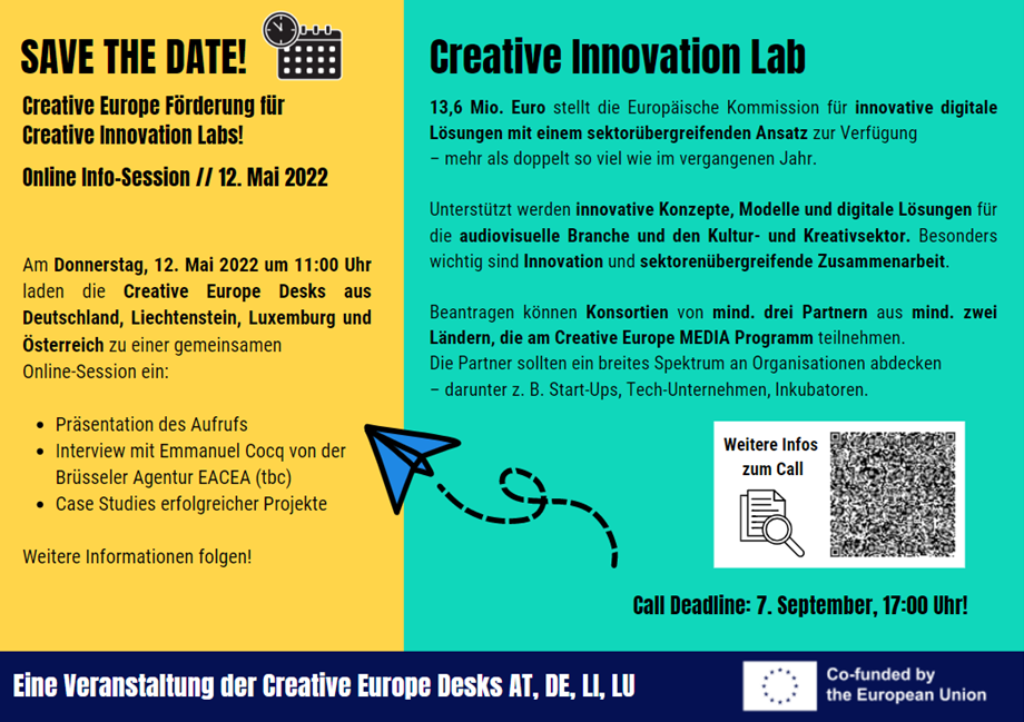 Info Session am 12.05.: Creative Europe Förderung für Creative Innovation Labs!